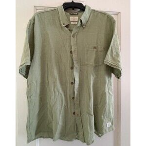 Weatherproof Vintage Mens Short Sleeve Button Down Shirt Hedge Green Size XL